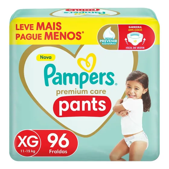 Fralda Pampers Premium Care Pants Tamanho XG 96 Unidades