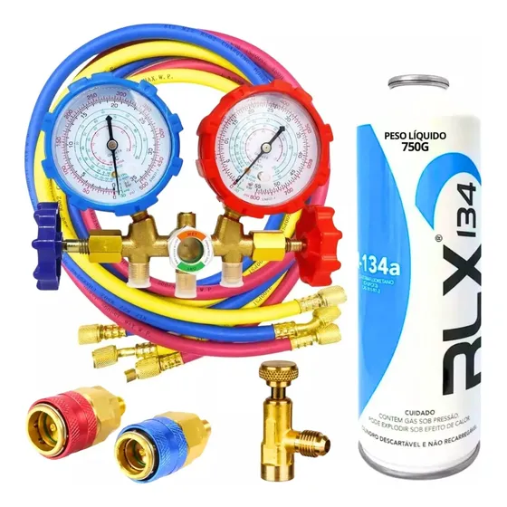 Manifold Automotivo R134a Com Manômetro E Mangueira