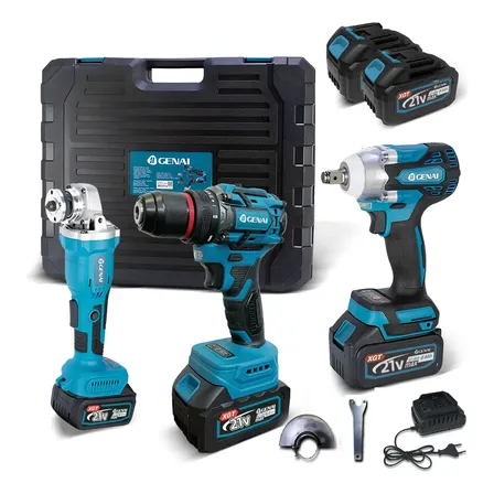 Kit 3 Em 1 Furadeira Chave Impacto Esmerilhadeira Brushless