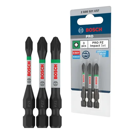 Kit C 3 Bits Ponta Dupla Pro Impact Pz1 Pz2 Pz3 - 2608521u57