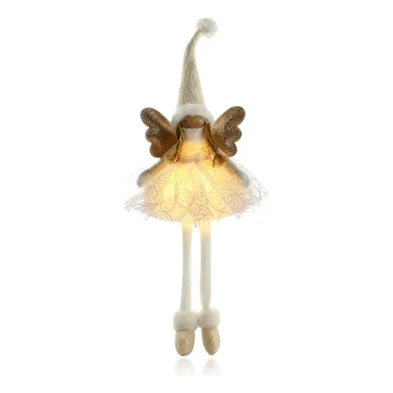 Boneca Natal Pernas Longas Chapéu Alto Luz