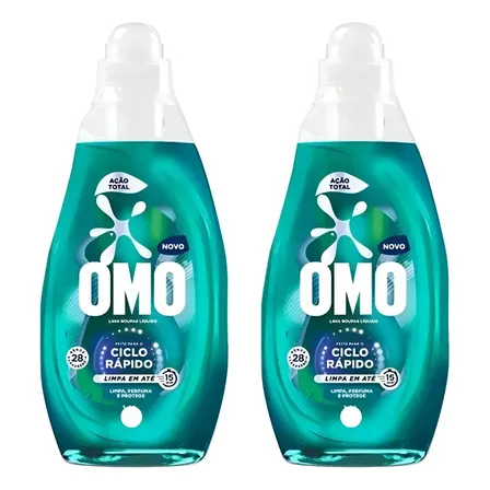 Kit 2 Omo Liquido Ciclo Rápido Ação Total 750ml