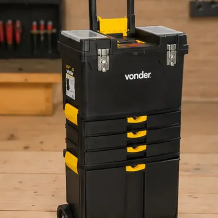 Caixa Para Ferramentas Com Rodas Gavetas E Compartimentos Vonder Crv 0500 Preto