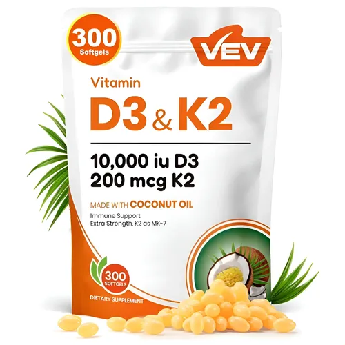 Vitamina D3 K2 10000 Ui, 300 Cápsulas Gelatinosas De Óleo