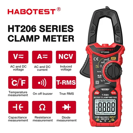 Alicate Amperímetro Habotest Ht206d True Rms