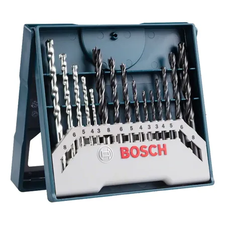 Bosch Kit Jogo Brocas X-line 15 Peças Metal Concreto Madeira