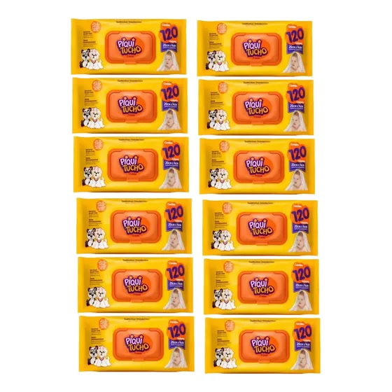Kit C/12 Toalhas Umedecidas Piquitucho Premium 120 Un