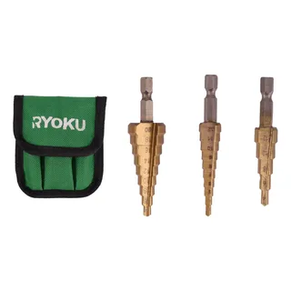 Broca Escalonada Titanio Kit 3 Peças 3-12 4-12 4-20mm Ryoku