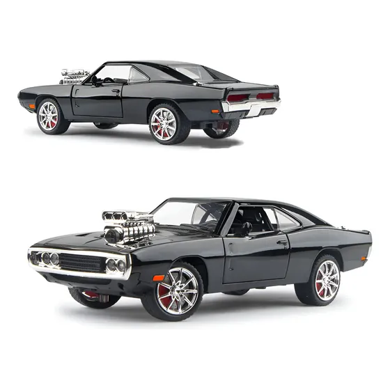 Dodge Charger Miniatura 1/24 Metal Preto Com Luzes