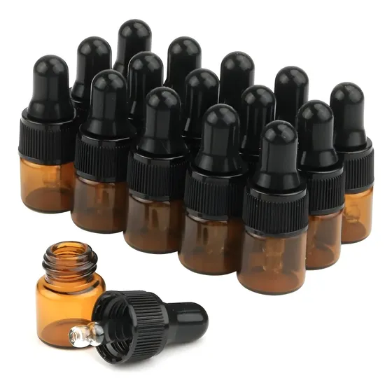 100 Peças 1ml Frascos De Vidro Âmbar Para Óleo Essencial