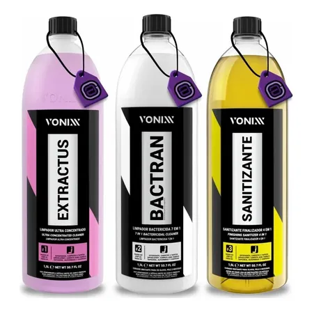 Kit Vonixx Extractus, Bactran E Sanitizante Finalizador 1,5l