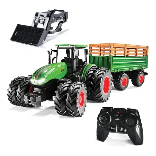.kit De Trator E Reboque Com Controle Remoto Rc Para Criança