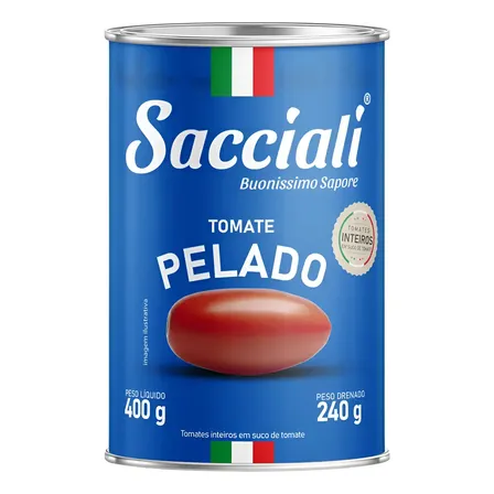 Tomate Pelado Sacciali Sem Glúten Em Lata 400g