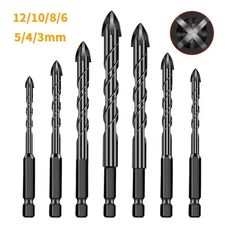 Kit 7 Brocas Tungstenio Haste Sextavada 3-12mm Metal Madeira