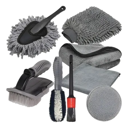 Kit De Escovas P/ Lavar Carros Pneus E Rodas 9 Pçs Completo