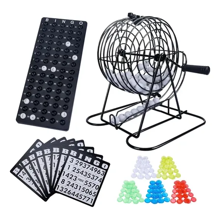 Jogo De Bingo Profissional Completo Globo Metal 75 Bolas