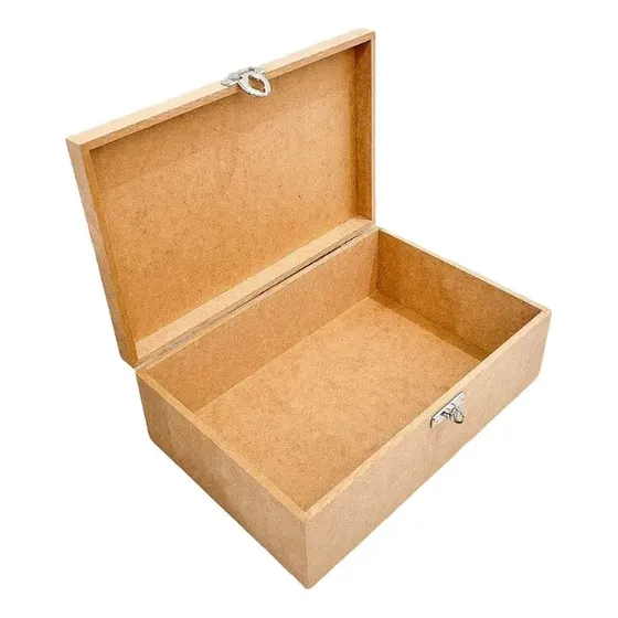 Organizadora Caixa Em Mdf Cru C/ Fecho Para Cadeado 30x20x10