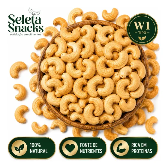 Castanha De Cajú Inteira Torrada W1 C/sal - Premium 1kg 1kg