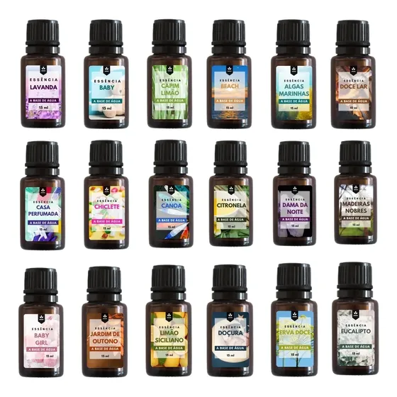 Kit 10 Essências 15ml Base Água P/ Difusor E Umidificador