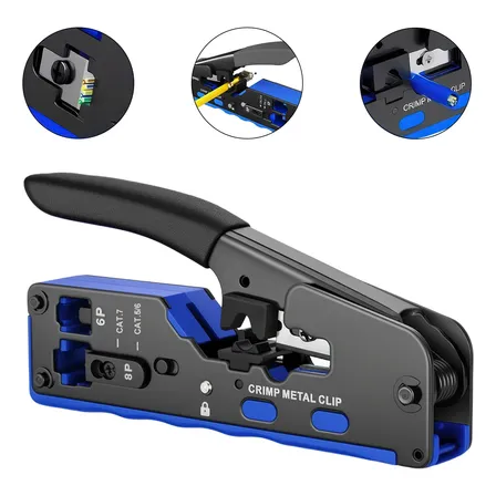 Alicate Crimpar Cabo Rede Rj45 Vazado Para Cat5 Cat6 Cat7