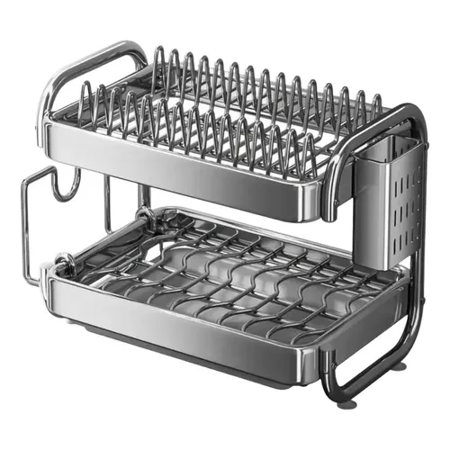 Rack De Secagem Tipo C De 2 Camadas Para Pratos, Tigelas E U Stainless Steel