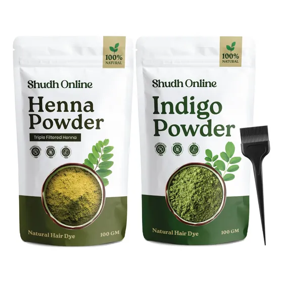 Tintura De Cabelo Shudh Online Indigo Em Pó Orgânico E Henna