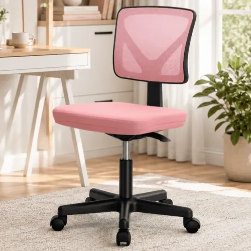 Cadeira De Escritório Com Encosto Baixo De Malha Ajustável K Rosa