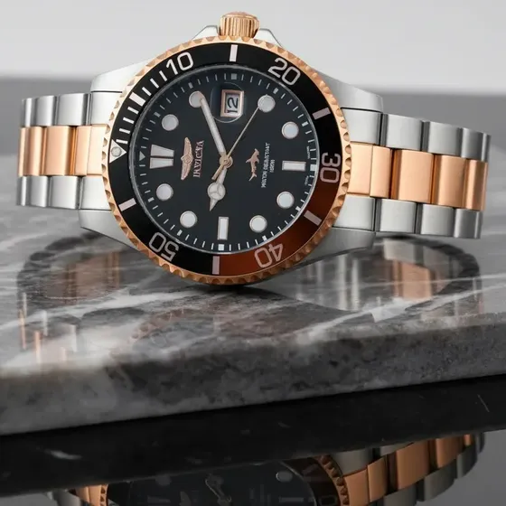 Relógio Masculino Invicta Pro Diver 44717 Em Ouro Rosa, Aço Steel