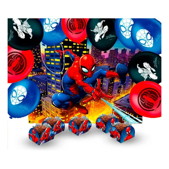 Kit Festa Homem Aranha 76 Pçs Decoração Aniversário Completa