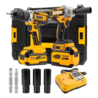 Kit 2 Em 1 Chave De Impacto + Parafusadeira Com Baterias 60v