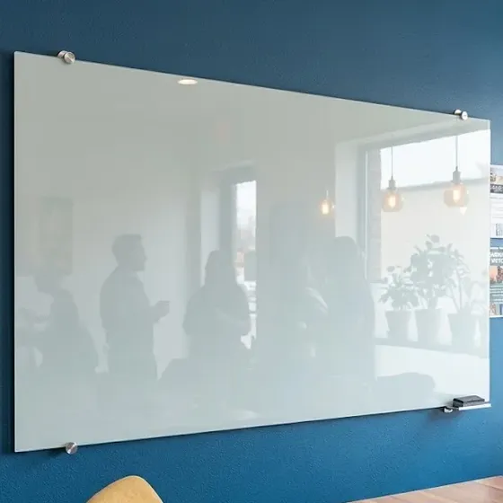 Lousa De Vidro Quadro Branco 120cm X 80cm + Kit Instalação Branco