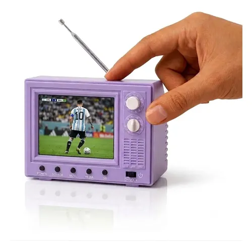 Mini Tv Portátil Retrô, Tela Usb Hd Recarregável De 2,4