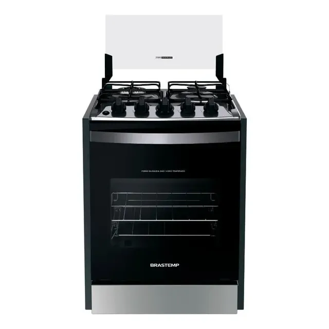 Fogão De Embutir Brastemp 4 Bocas, Chama Dupla Byo4ebr Cor Inox Bivolt
