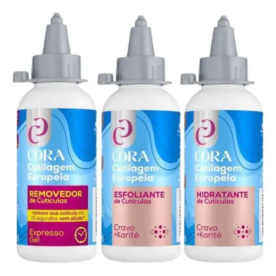 Kit Cutilagem Europeia Removedor Esfoliante Hidratante Cora