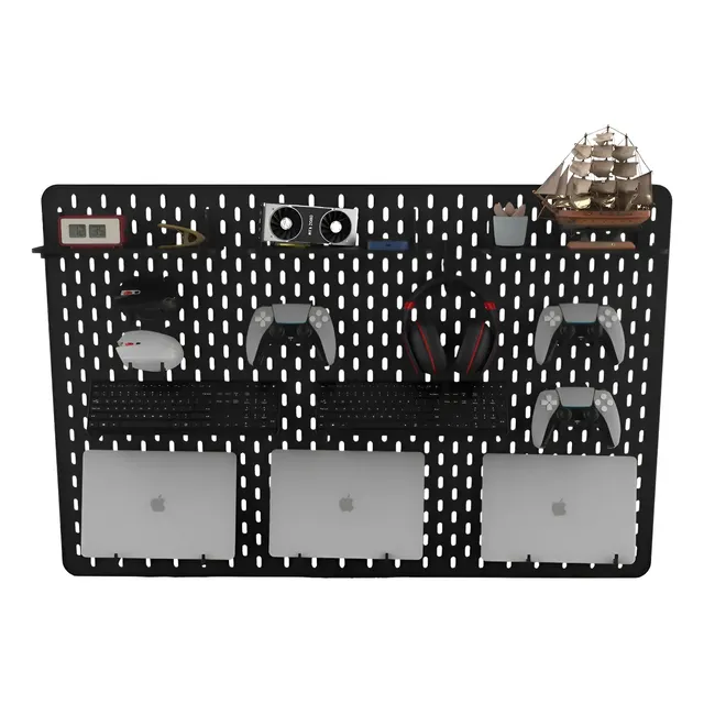 Pegboard G Premium Mdf Setup Gamer Home Office Branco Preto