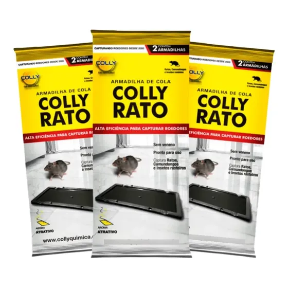 6 Armadilha Super Colante Placa Pega Segura Rato Grande