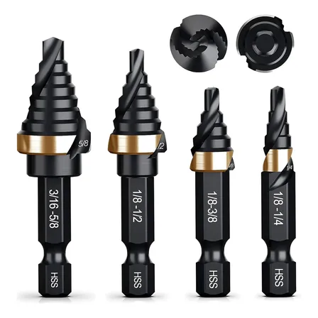 Conjunto De 4 Brocas Escalonadas Com Cabo Hexagonal W6265