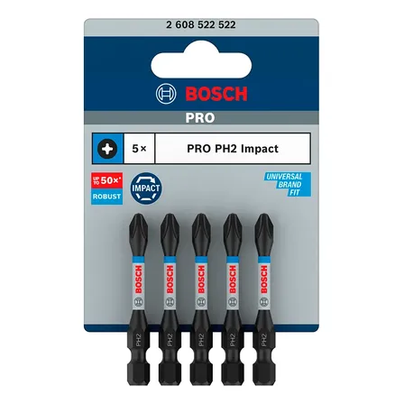 Kit 5 Bits Phillips Impacto Ph2 55mm Pro Impact Bosch Nf