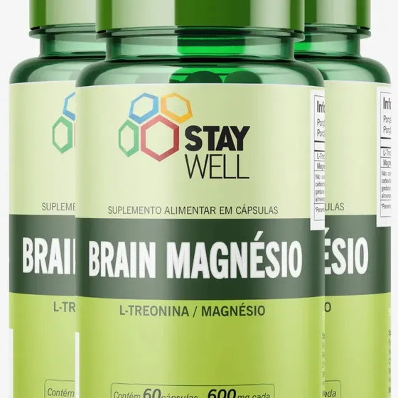 3 Potes Do Magnésio Treonato 500mg - Fórmula Exclusiva com Matéria-Prima Importada. - 180 Cápsulas