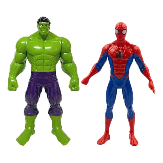 Kit Bonecos Hulk + Homem Aranha Articulados 23 Cm
