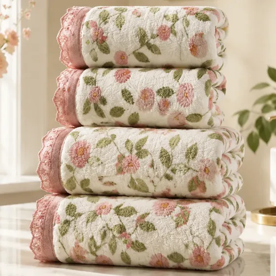 Toalha De Banho Felpuda Estampada 70 Cm Rosa Floral