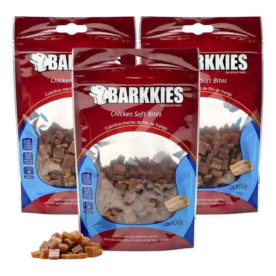 3 Barkkies Chiken Soft Bites Cachorro Adestramento 100g