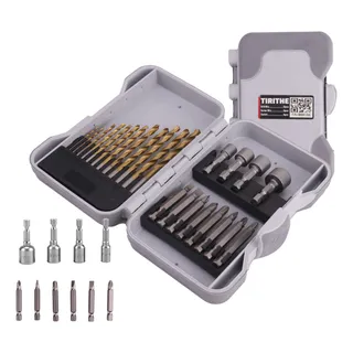 Kit Brocas Bits Soquetes Tirithe 24 Peças Com Maleta