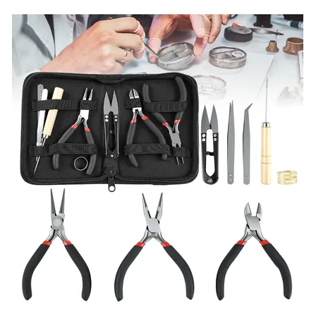 Kit 8 Alicates Artesanato Bijuteria Com Acessórios Pinça