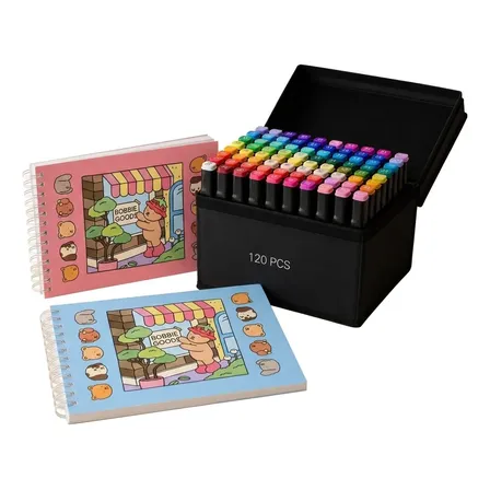 Kit 2 Livros Bobbie Goods + Estojo Com 120 Canetinhas Touch