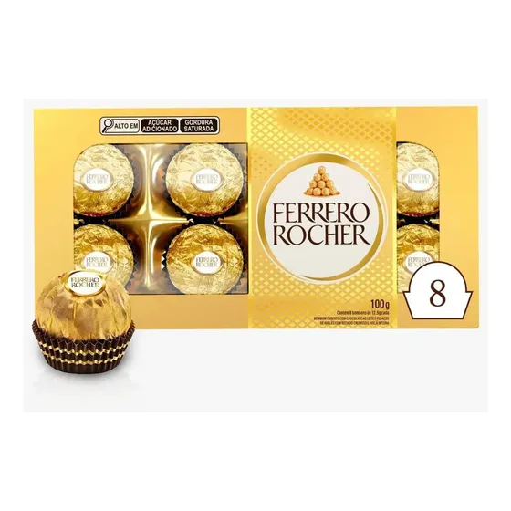 Bombom Ferrero Rocher com 8 unidades