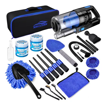 Kit Limpeza Automotiva 17 Peças Com Aspirador Portátil
