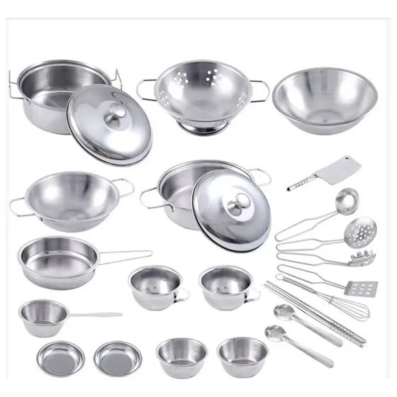 25pcs Aço Inoxidável Crianças Casa Cozinha Brinquedos Crianç