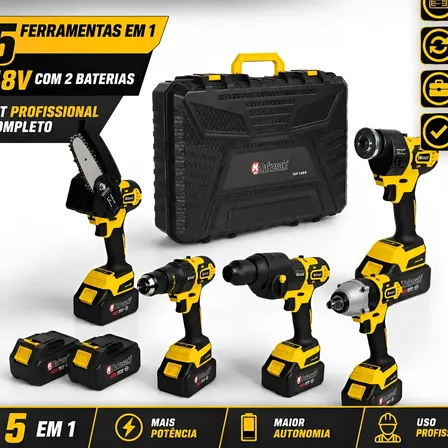 Kit Ferramenta 5 Em 1 Brushless 48v C/ 2 Baterias Nk1666