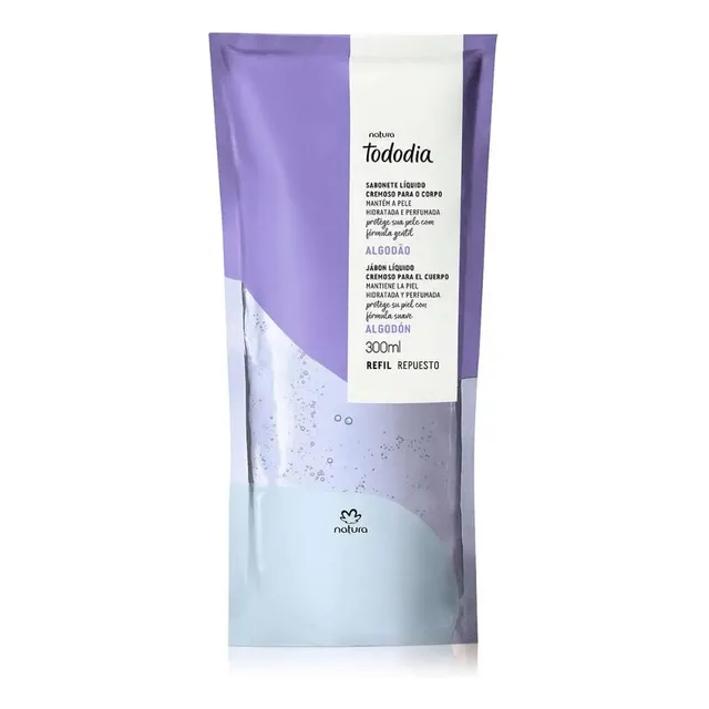 Refil Sabonete Líquido Cremoso Natura Tododia Algodão 300ml